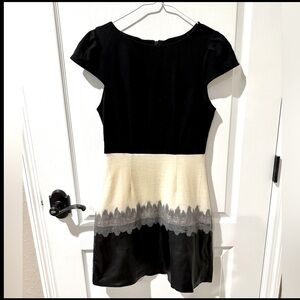 Alice + Olivia Black and White Fit and Flair Dress